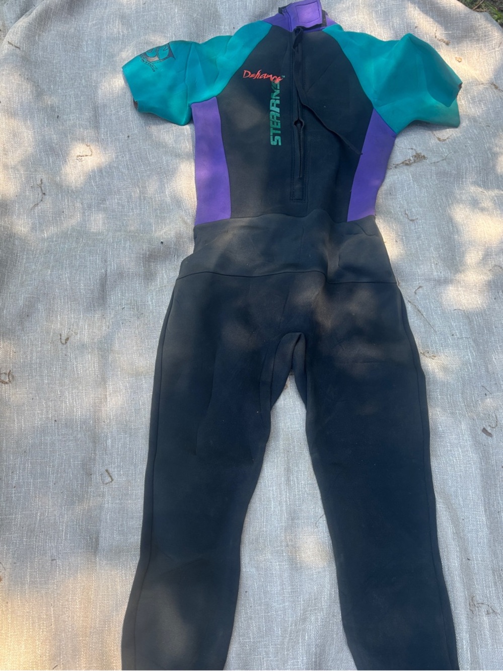 Stearns Men’s Short-Sleeve Full Wetsuit - Black with Teal & Purple